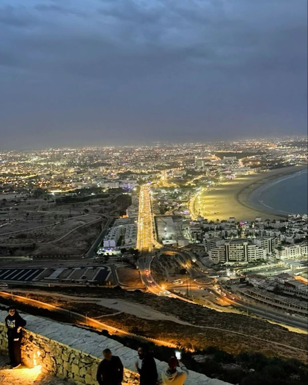 Sunset view from Agadir Oufella Kasbah over the Atlantic Ocean and Agadir bay